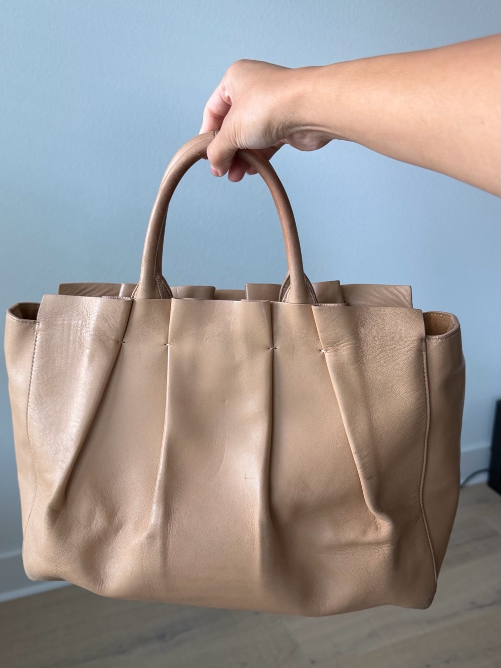The Row Peggy Pleated Tote
